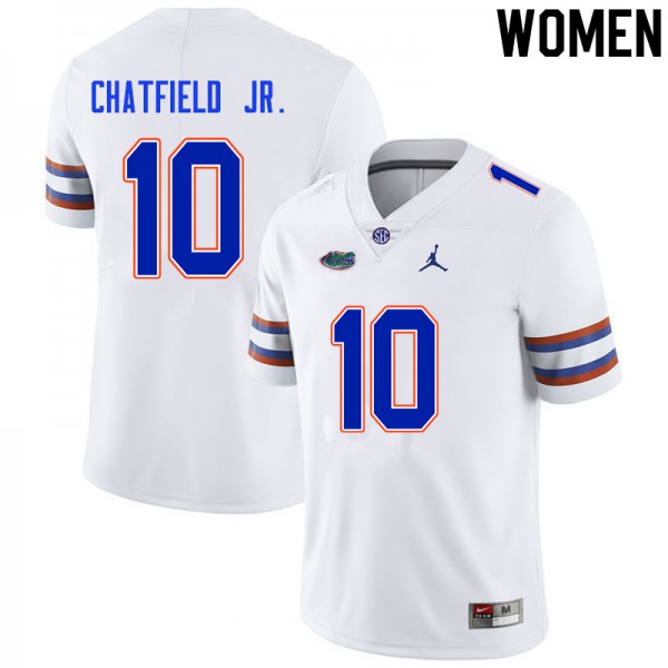 Women #10 Andrew Chatfield Jr. Florida Gators College Football Jerseys White